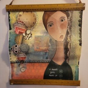 Artistic Mixed Media Wall Hanging with Ruler Frame